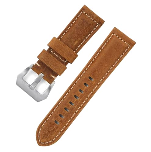 Bihahyj Uhrenarmband 20mm/22mm/24mm/26mm Echtleder-Uhrenarmband mit Dornschließe, Farbe 1 Schwarz, 26 mm von Bihahyj