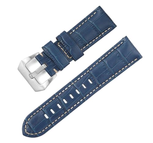 Bihahyj Uhrenarmband 20mm/22mm/24mm/26mm Echtleder-Uhrenarmband mit Dornschließe, Farbe 11 Schwarz, 24 mm von Bihahyj