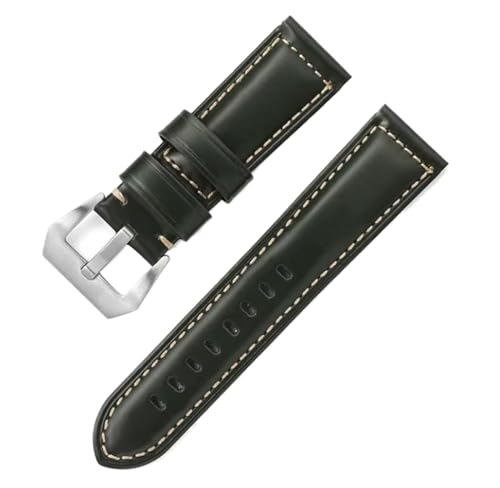 Bihahyj Uhrenarmband 20mm/22mm/24mm/26mm Echtleder-Uhrenarmband mit Dornschließe, Farbe 13 Schwarz, 26 mm von Bihahyj