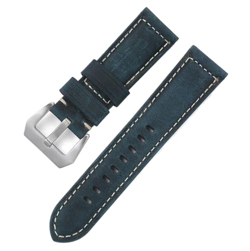 Bihahyj Uhrenarmband 20mm/22mm/24mm/26mm Echtleder-Uhrenarmband mit Dornschließe, Farbe 3 Schwarz, 22 mm von Bihahyj