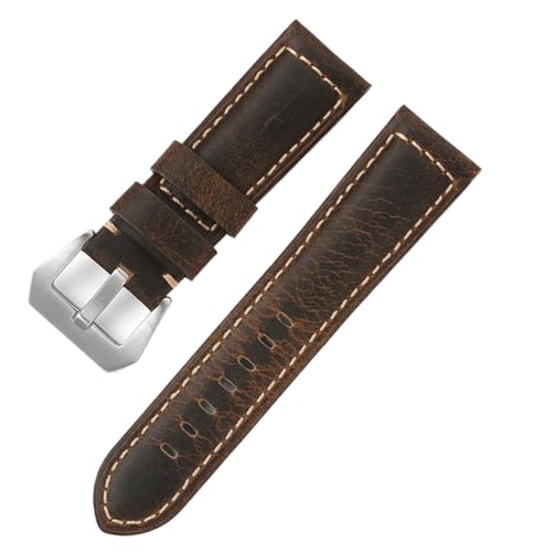 Bihahyj Uhrenarmband 20mm/22mm/24mm/26mm Echtleder-Uhrenarmband mit Dornschließe, Farbe 7 Schwarz, 26 mm von Bihahyj