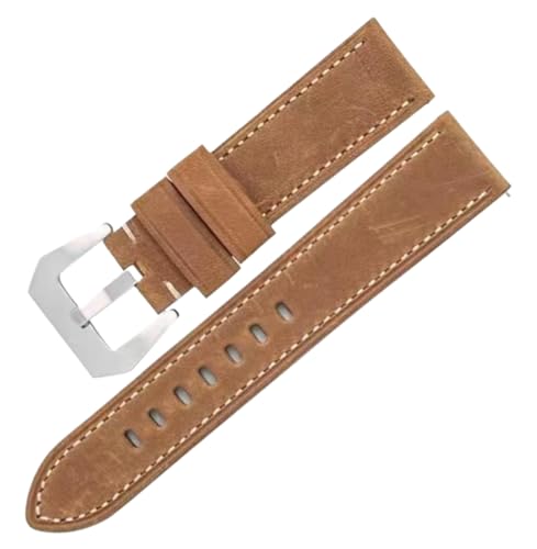 Bihahyj Uhrenarmband 20mm/22mm/24mm Schnellverschluss Echtleder Uhrenarmband, Farbe 4 Schwarz, 24 mm von Bihahyj