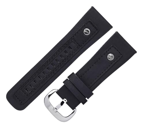 Bihahyj Uhrenarmband 28mm Leder Uhrenarmband, Farbe 1 Schwarz, 28 mm von Bihahyj