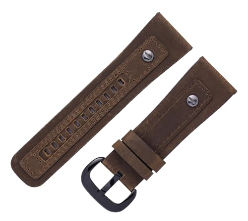 Bihahyj Uhrenarmband 28mm Leder Uhrenarmband, Farbe 2 Schwarz, 28 mm von Bihahyj