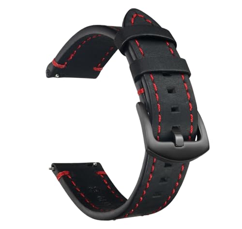 Bihahyj Uhrenarmband Crazy Horse Leder Uhrenarmband 18mm-24mm Schnellverschluss, Farbe 3 Schwarz, 24 mm von Bihahyj