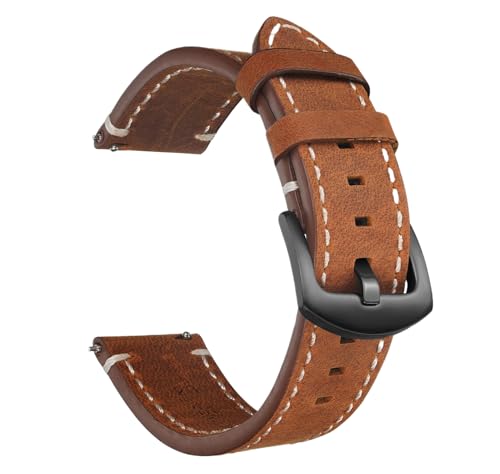 Bihahyj Uhrenarmband Crazy Horse Leder Uhrenarmband 18mm-24mm Schnellverschluss, Farbe 4 Schwarz, 24 mm von Bihahyj