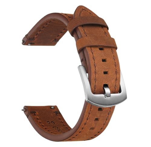 Bihahyj Uhrenarmband Crazy Horse Leder Uhrenarmband 18mm-24mm Schnellverschluss, Farbe 5 Schwarz, 21 mm von Bihahyj