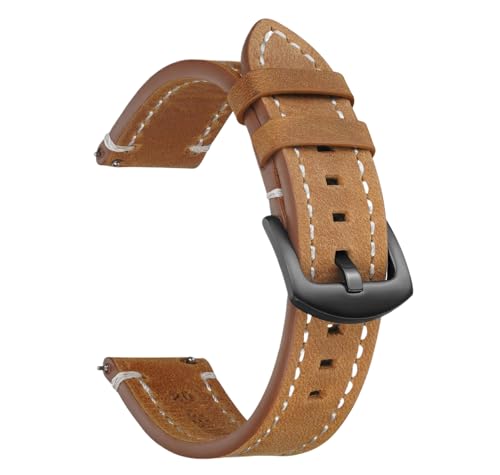 Bihahyj Uhrenarmband Crazy Horse Leder Uhrenarmband 18mm-24mm Schnellverschluss, Farbe 6 Schwarz, 22 mm von Bihahyj