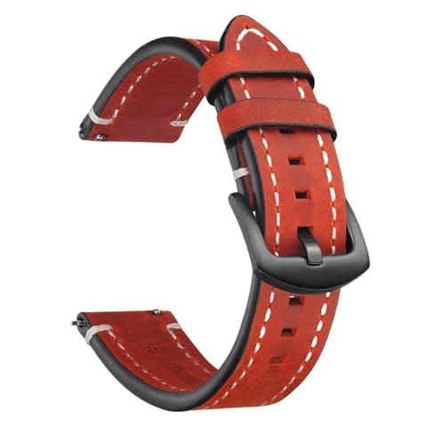 Bihahyj Uhrenarmband Crazy Horse Leder Uhrenarmband 18mm-24mm Schnellverschluss, Farbe 9 Schwarz, 24 mm von Bihahyj