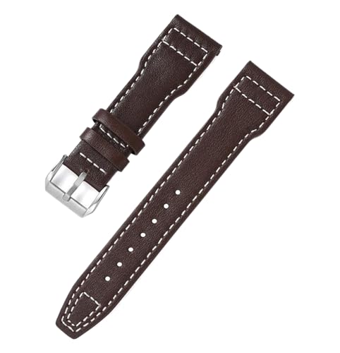 Bihahyj Uhrenarmband Echtleder 20mm, 21mm, 22mm, Farbe 3 Schwarz, 21 mm von Bihahyj