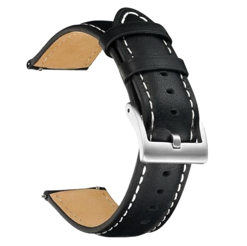 Bihahyj Uhrenarmband Echtleder Uhrenarmbänder Schnellverschluss 14mm-22mm, Farbe 1 Schwarz, 22 mm von Bihahyj