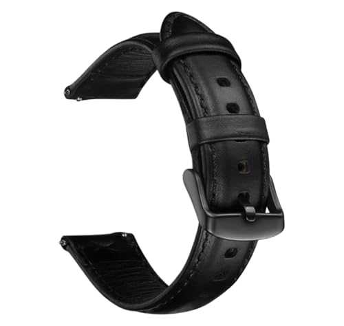 Bihahyj Uhrenarmband Echtleder Uhrenarmband 18mm, 20mm, 22mm, 24mm Schnellverschluss, Farbe 1 Schwarz, 24 mm von Bihahyj
