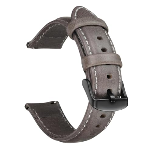 Bihahyj Uhrenarmband Echtleder Uhrenarmband 18mm, 20mm, 22mm, 24mm Schnellverschluss, Farbe 6 Schwarz, 18 mm von Bihahyj