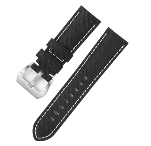 Bihahyj Uhrenarmband Nylon Casual Uhrenarmband 20mm bis 26mm, Farbe 4 Schwarz, 24 mm von Bihahyj
