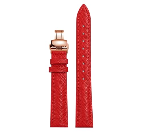 Bihahyj Uhrenarmband Rot Echtleder Armband 12mm-24mm, Farbe 12, 18 mm von Bihahyj