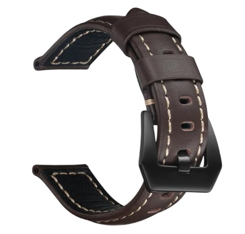 Bihahyj Uhrenarmband aus echtem Leder, 18mm/20mm/22mm/24mm/26mm, Farbe 2 Schwarz, 22 mm von Bihahyj