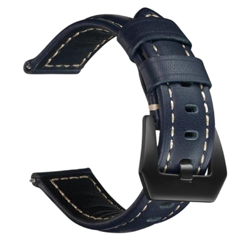 Bihahyj Uhrenarmband aus echtem Leder, 18mm/20mm/22mm/24mm/26mm, Farbe 3 Schwarz, 18 mm von Bihahyj