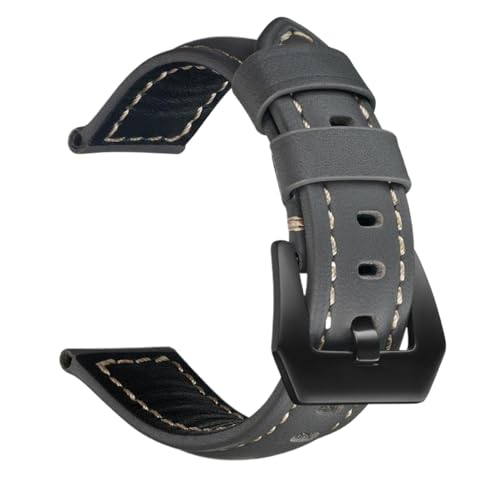 Bihahyj Uhrenarmband aus echtem Leder, 18mm/20mm/22mm/24mm/26mm, Farbe 6 Schwarz, 22 mm von Bihahyj