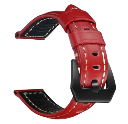 Bihahyj Uhrenarmband aus echtem Leder, 18mm/20mm/22mm/24mm/26mm, Farbe 7 Schwarz, 20 mm von Bihahyj