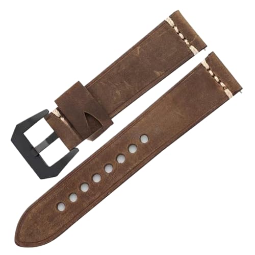 Bihahyj Uhrenarmband aus echtem Leder, 20mm/22mm/24mm, Schnellverschluss, Farbe 3 Schwarz, 20 mm von Bihahyj