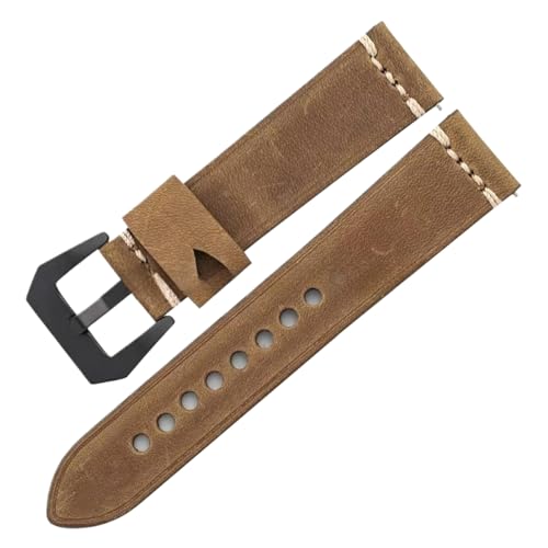 Bihahyj Uhrenarmband aus echtem Leder, 20mm/22mm/24mm, Schnellverschluss, Farbe 4 Schwarz, 24 mm von Bihahyj