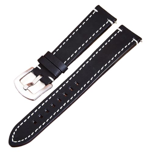 Bihahyj Uhrenarmband aus echtem Leder, Schnellverschluss, 18–24mm, Farbe 1 Schwarz, 19 mm von Bihahyj