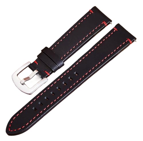 Bihahyj Uhrenarmband aus echtem Leder, Schnellverschluss, 18–24mm, Farbe 3 Schwarz, 22 mm von Bihahyj