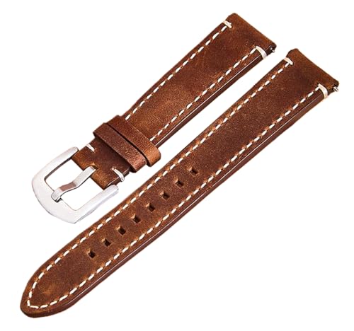 Bihahyj Uhrenarmband aus echtem Leder, Schnellverschluss, 18–24mm, Farbe 5 Schwarz, 21 mm von Bihahyj