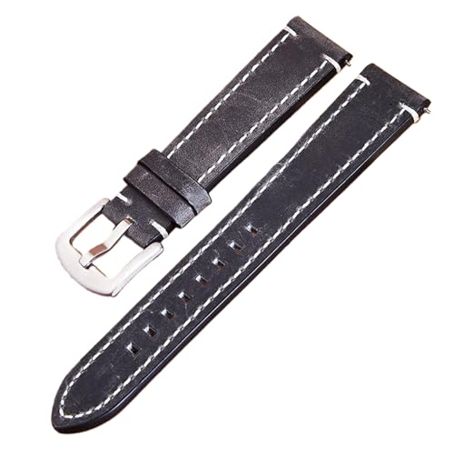 Bihahyj Uhrenarmband aus echtem Leder, Schnellverschluss, 18–24mm, Farbe 9 Schwarz, 22 mm von Bihahyj