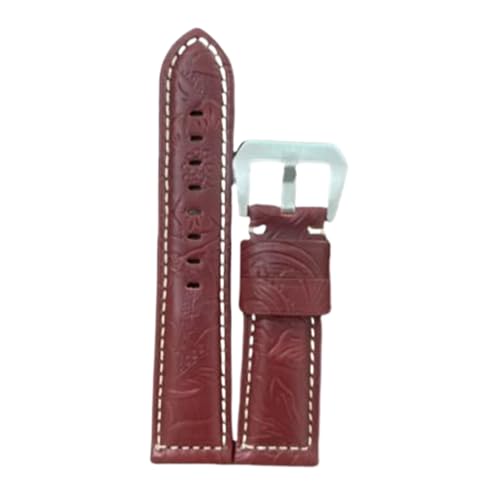 Bihahyj Uhrenarmband aus geprägtem Echtleder, 20mm/22mm/24mm/26mm, mit Dornschließe, Farbe 3 Schwarz, 22 mm von Bihahyj