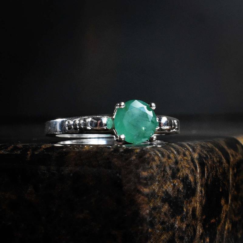 Echter Smaragd Solitär Ring Sterling Silber Mai Birthstone Schmuck von Bihls