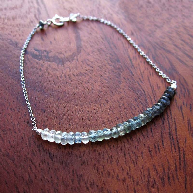 Handgemachtes Aquamarin Edelstein Armband Sterling Silber Ombre Schmuck von Bihls