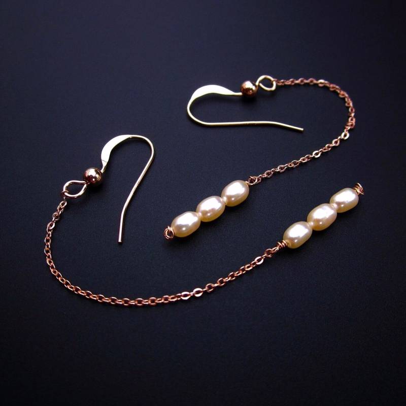 Süßwasser Perlen Ohrringe 14K Gold Filled Threader Ohrringe von Bihls