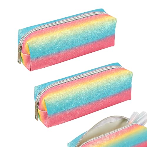 Biiange Regenbogen-Federmäppchen, Regenbogen-Federmäppchen, glänzendes Federmäppchen, Aufbewahrung, Federmäppchen, Kosmetiktasche, Mehrzweck-Stifttasche, Stiftebeutel, Organizer mit Reißverschluss, von Biiange