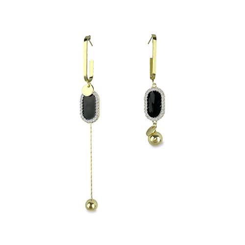 Biifoxee Ohrringe für Damen, trendig, mit asymmetrischen, ovalen Ohrringen, eingelegten Strasssteinen, Ohrringe für empfindliche Ohren, hypoallergen von Biifoxee