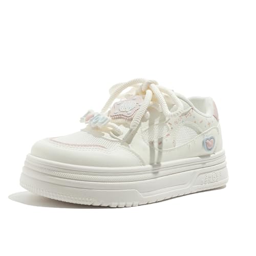 BiilyLi Damen Atmungsaktive Plateau Sneaker Y2K Niedliche Leicht Turnschuhe Bequeme Campus Schuhe Pink 38.5 von BiilyLi