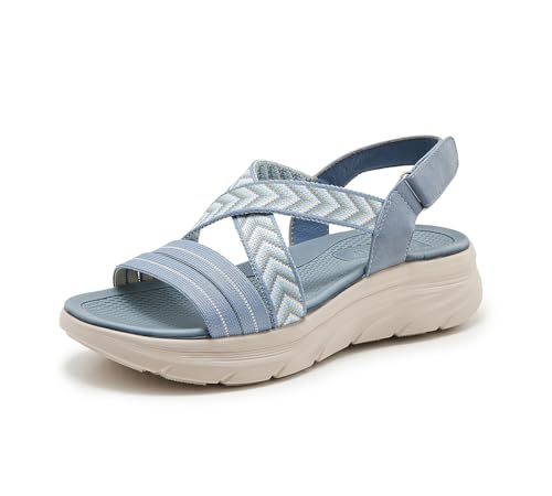 BiilyLi Sandalen Damen Bequeme Outdoor Sandalen Sommer Arch Support Wandersandalen Rutschfeste Sportsandalen Strandsandalen Blue 38 von BiilyLi