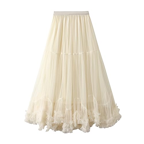 Damen Faltenrock Lang Tüllrock Hohe Taille Vintage Elegant Weiche Elastische Taille Unregelmäßig Maxirock Casual Party Sommerrock Tütü Midi Röcke M Damen Faltenrock Lang Tüllrock Hohe Taille Vintage Elegant Weiche Elastische Taille Unregelmäßig Maxirock Casual Party Sommerrock Tütü Midi Röcke M von BiilyLi