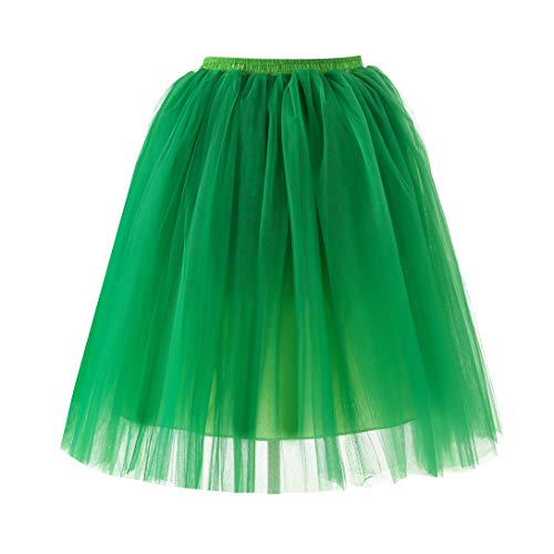 Damen Vintage Tüll Knielang Petticoat Unterrock Reifrock für Hochzeit Brautkleid Retro Prinzessin Tutu Rock Tüllrock Faltenrock mit zu Party Fest (Grün) von BiilyLi