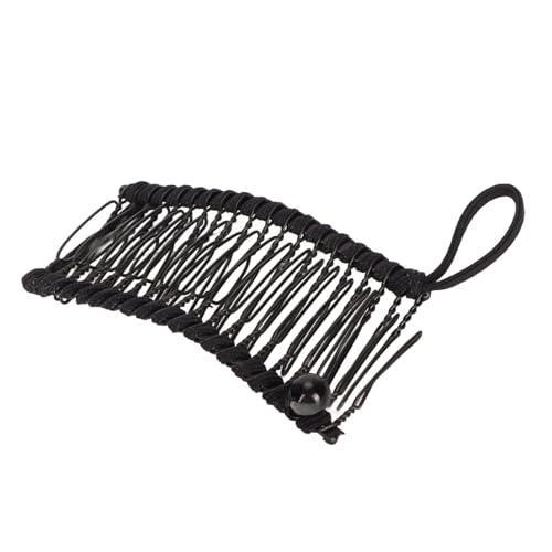 2 Stück Bananen-Haarspangen, Modischer, Dehnbarer Haargriff mit Gezahnten Kämmen, Vintage-Haar-Styling-Kamm-Werkzeug für Junge Mädchen für Mehrere Anlässe (BLACK) von Biitfuu