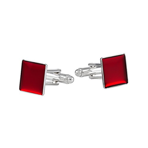 Manschettenknöpfe Rot Emaille Platin-Auflage 12x12 mm Manschettenknöpfe Rot Emaille Platin-Auflage 12x12 mm von ba bijou-art