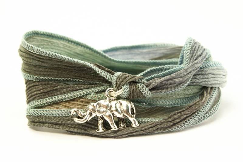 Glücklichen Elefanten Armband, Seide Wickeln Boho Chic, Eco-Friendly, Inspirierende Schmuck Ombre Ribbon - Cse von BijouBands