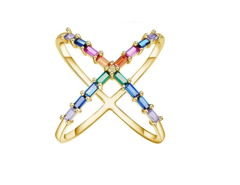 Rainbow X Ring Gold von BijouBlissJewellery