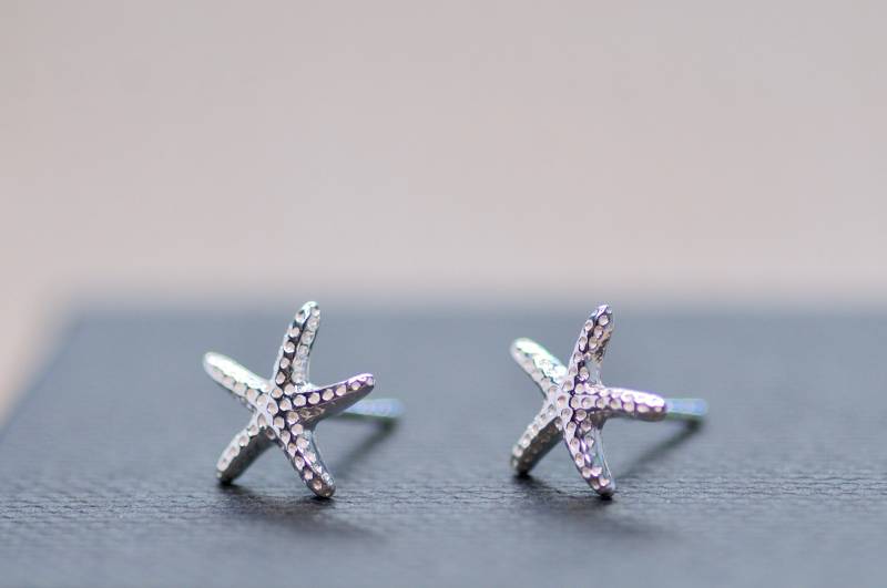 Seestern Ohrstecker, Sommerferien Ohrringe, Strand Massiv Silber Schmuck, Sommer Schmuck von BijouMadeForYou