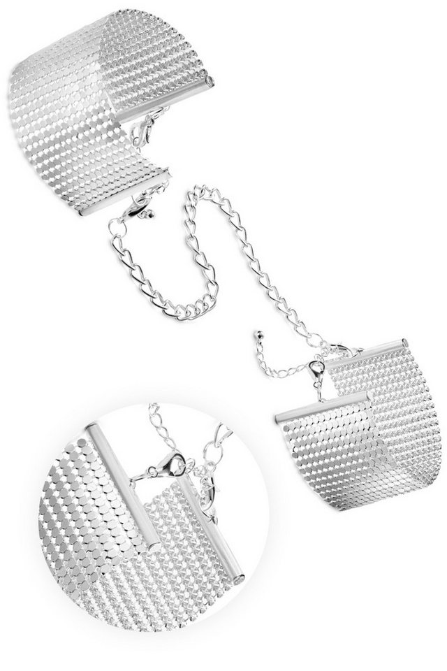 Bijoux Indiscrets Silberarmband Set Bijoux Indiscrets - Desir Metallique Cuffs silver (2-tlg), mit Kette verbunden von Bijoux Indiscrets