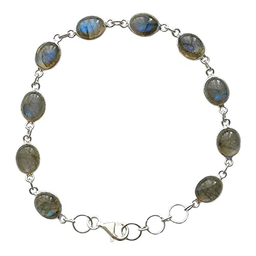 Bijoux et Objets - Armband Labradorit aus massivem 925er Silber – Maße der Steine 6 x 8 mm, 22 cm, Sterling-Silber Edelstein, Labradorit Bijoux et Objets - Armband Labradorit aus massivem 925er Silber – Maße der Steine 6 x 8 mm, 22 cm, Sterling-Silber Edelstein, Labradorit von Bijoux et Objets
