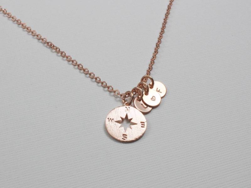 Personalisierte Kompass Halskette Initial Charms, Geschenk Für Sie von BijouxBleus