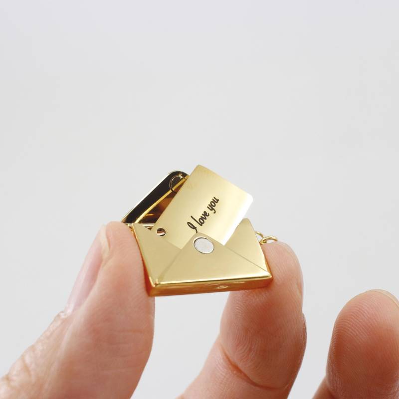 Personalisierte Umschlag Medaillon Halskette Geheime Nachricht, Edelstahl, Liebesbrief, Für Sie von BijouxBleus