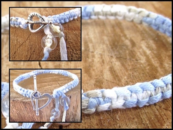 Gemischtes Armband Blau Meliert Weiß Herzverschluss Baumwollschnur Mann Frau Makramee Freundschaft Gemischtes Armband Blau Meliert Weiß Herzverschluss Baumwollschnur Mann Frau Makramee Freundschaft von BijouxBoutonsTrieux