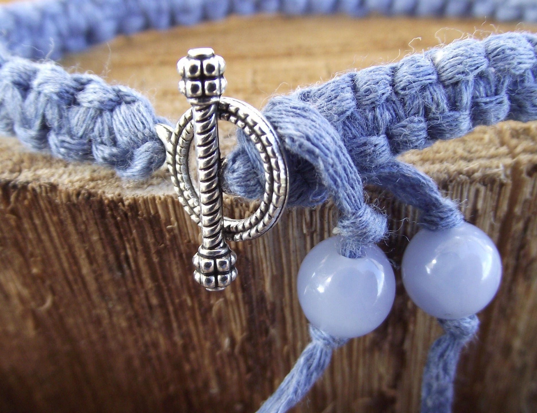 Gemischtes Jeansblau-Armband Mit Rundverschluss, Baumwollkordel, 18, 5 Oder 20, 5 cm, Makramee von BijouxBoutonsTrieux